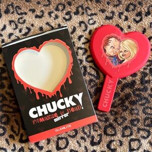GlamLite Child’s Play Chucky 'Romance Is Dead' Red Heart Hand Mirror by Glamlite